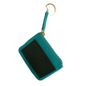 Gap Women's Blue Multicolored Leather Keychain Key Ring Wallet Coin Purse